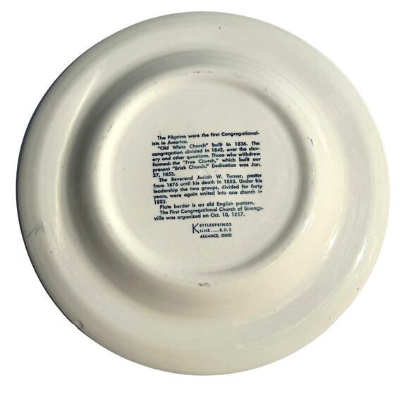 Vintage 1953 Strongsville Ohio Church Centennial Plate Kettlesprings Kilns - Picture 2 of 8